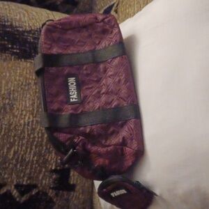 4/$40 New Quilted Purple Makeup Bag With Matching Coin Purse & Shoulder Strap